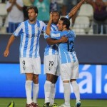 Las estrellas del Málaga celebran un gol